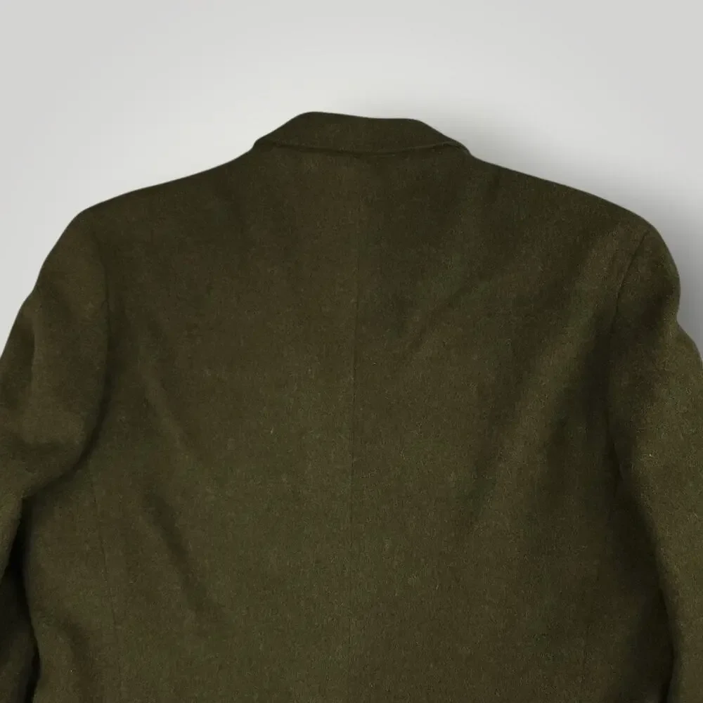 Vtg 90s Ivy Style Sack Jacket 38R Relaxed Fit Brushed Marled Wool Blend Green